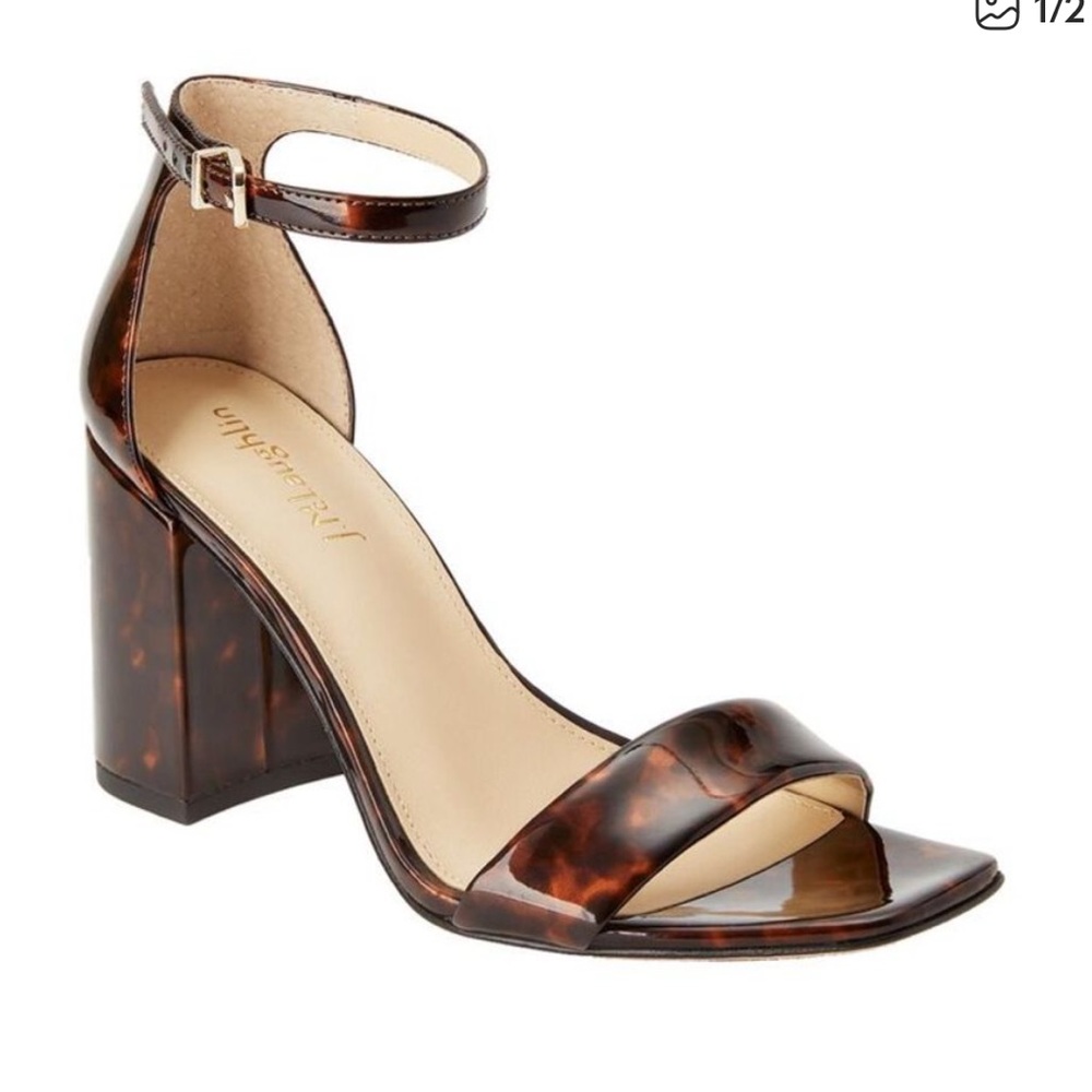 J. MCLAUGHLIN Brown Tortoise Esme Ankle Strap Block Heels